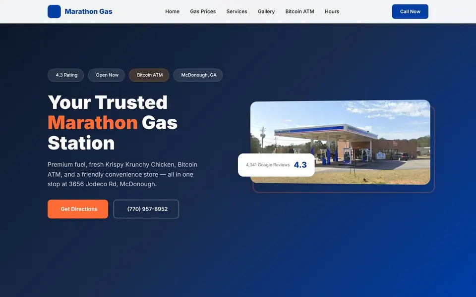 Homepage of the Marathon Gas & Jodeco Food Mart website