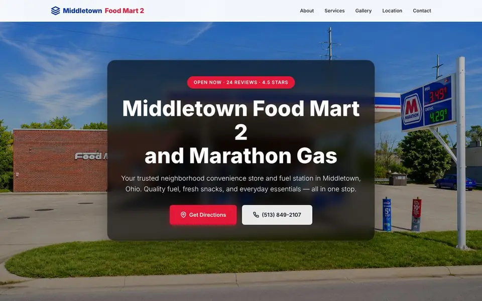 Homepage of the Middletown Food Mart website