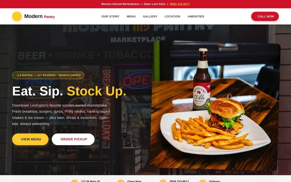 Homepage of the Modern Pantry website